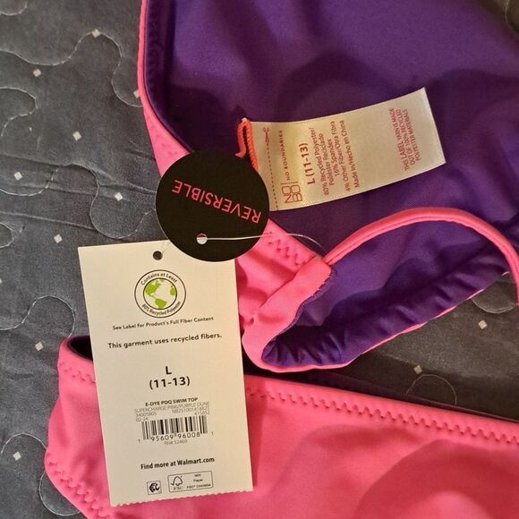 No Boundaries purple / pink reversible triangle bikini set - New - Picture 3 of 3
